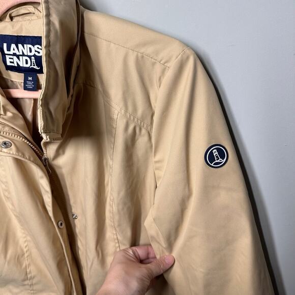 Lands End Full Zip Windbreaker Jacket Beige - Picture 3 of 5